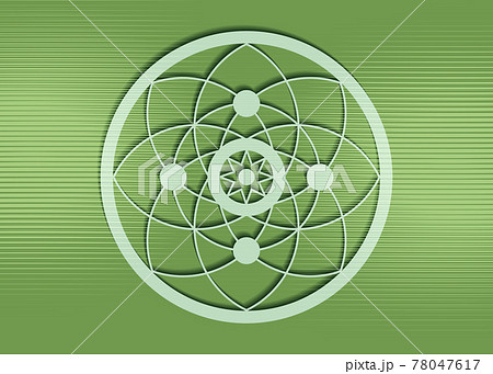 crop circles on green grass, sacred geometry, esoteric Flower of Life, vector mystical sign isolated on green background 78047617