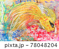 Painting with acrylic paints goldfish. Abstract hand-drawing of a fish in vibrant colors. Illustration for a book or postcard 78048204
