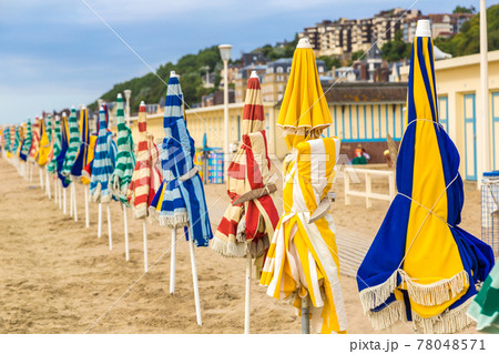 Beach umbrellas in Trouville Beach umbrellas in Trouville 78048571