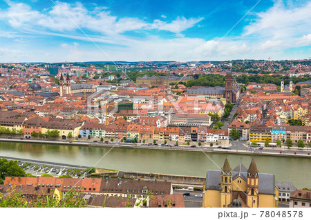 Panoramic aerial view of Wurzburg Panoramic aerial view of Wurzburg 78048578