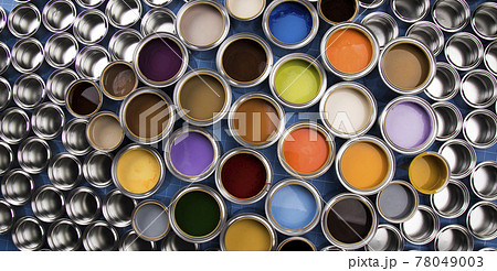 Background from multi color cans of paint Background from multi color cans of paint 78049003