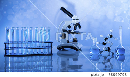 Microscope, Laboratory beakers,Science experiment Microscope, Laboratory beakers,Science experiment 78049798