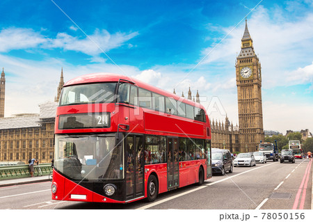 Big Ben, Westminster Bridge, red bus in London Big Ben, Westminster Bridge, red bus in London 78050156