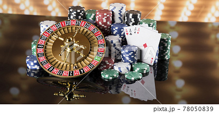 Poker Chips, Roulette wheel in motion, casino background Poker Chips, Roulette wheel in motion, casino background 78050839