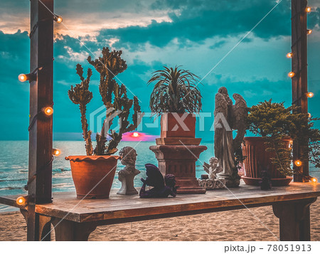 view of Jomtien beach during covid lockdown, Pattaya, Chonburi, Thailand 78051913