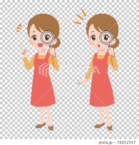 一個女人透過放大鏡看的插圖 一個女人透過放大鏡看的插圖 78052547