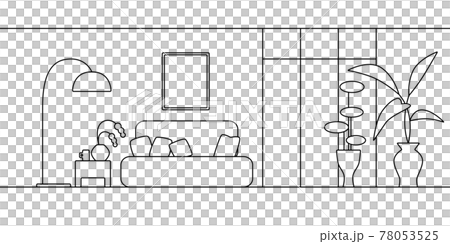 リビング　モノクロ線画 78053525