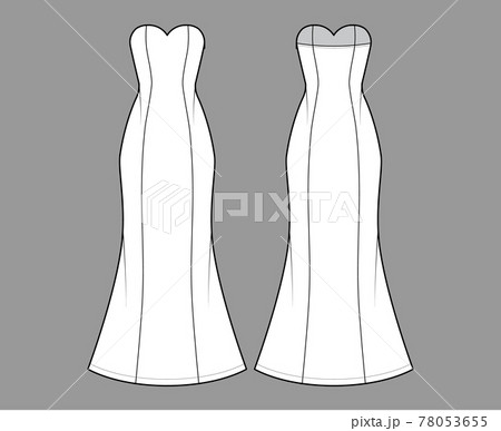 Vector Illustration Of Women's Long Summer Dress. Fashion Flat Sketch.  Front And Back Royalty Free SVG, Cliparts, Vectors, and Stock Illustration.  Image 139950125.