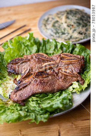 korean short rib bbq with pancakeの写真素材 [78053987] - PIXTA
