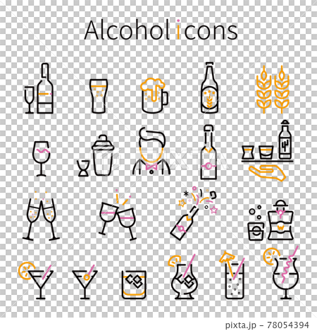 線画　3色アイコン お酒　黒 78054394