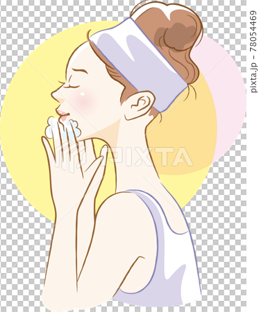 Image illustration of the profile of a woman who is dropping lipstick Image illustration of the profile of a woman who is dropping lipstick 78054469