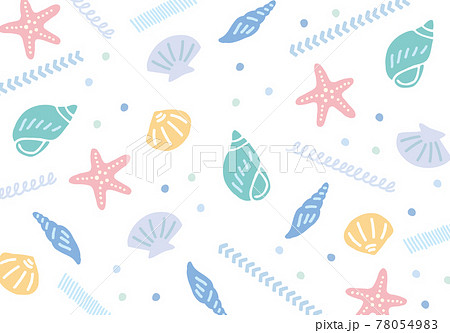 貝殻パターンのかわいい背景のイラスト素材
