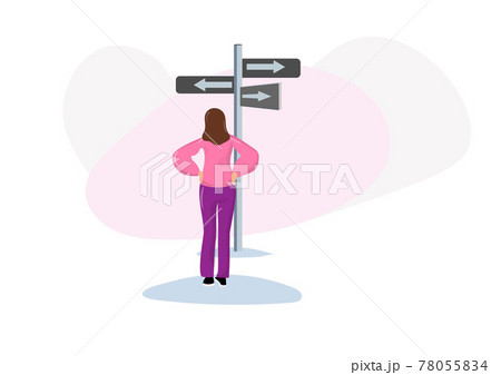 Concept of business direction selection That must be decided by the female character. To choose from three directions Flat style cartoon illustration vector 78055834