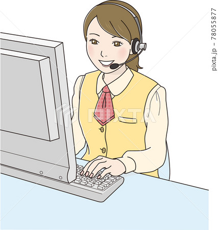 コールセンターで対応する女性のオペレーター 78055877
