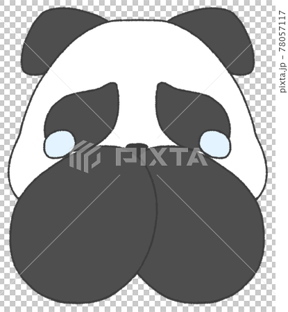 A panda with teary eyes that puts her hand on her mouth 78057117