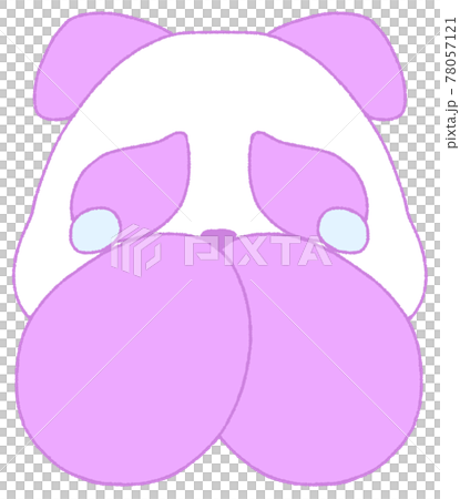 A panda with teary eyes that puts her hand on her mouth (purple) 78057121