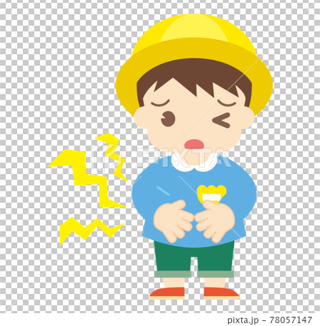 男孩抱怨腹痛(帶帽子) 男孩抱怨腹痛(帶帽子) 78057147