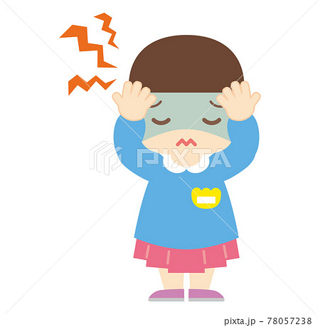 頭痛に悩まされる女の子(帽子なし) 頭痛に悩まされる女の子(帽子なし) 78057238