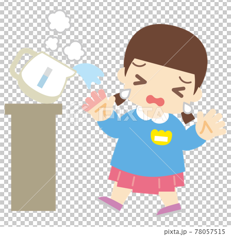 Girl who got burned by hot water in the pot (without hat) 78057515