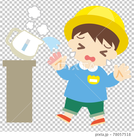 A boy who got burned by the hot water in the pot (with a hat) A boy who got burned by the hot water in the pot (with a hat) 78057518