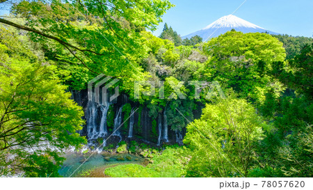 富士山と白糸の滝 78057620