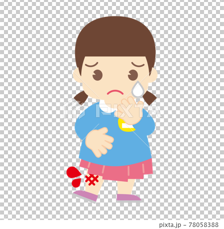 Girl crying with her knees scraped (without hat) 78058388