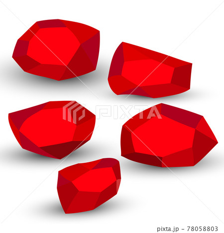 Cartoon stones. Rock stone isometric set. Red boulders, natural building block shapes, wall stones. 3d flat isolated illustration. Vector collection 78058803