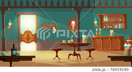 Cowboy saloon western retro bar empty interior Cowboy saloon western retro bar empty interior 78059280
