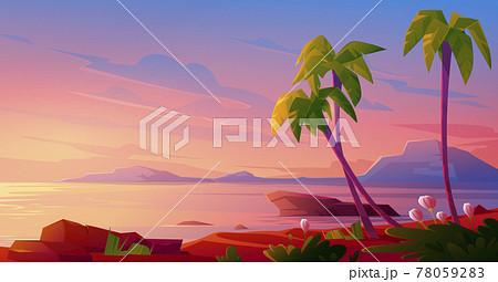 Sunset Or Sunrise On Beach Tropical Landscapeのイラスト素材