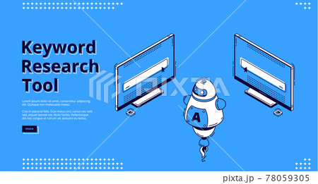 Keyword research tool isometric landing page. Keyword research tool isometric landing page. 78059305