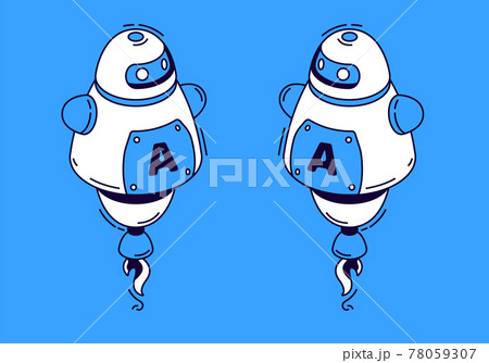 Robot in isometric style on blue background 78059307