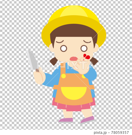 包丁で指を切ってしまった女の子（帽子あり） 78059357