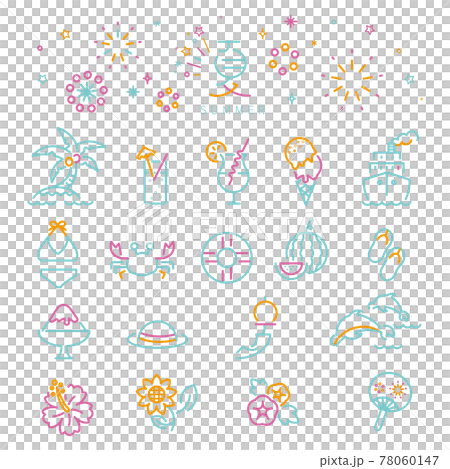 線画　3色アイコン 夏　ミント 78060147