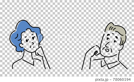 上を見て考えるシニアカップルのイラスト素材 78060194