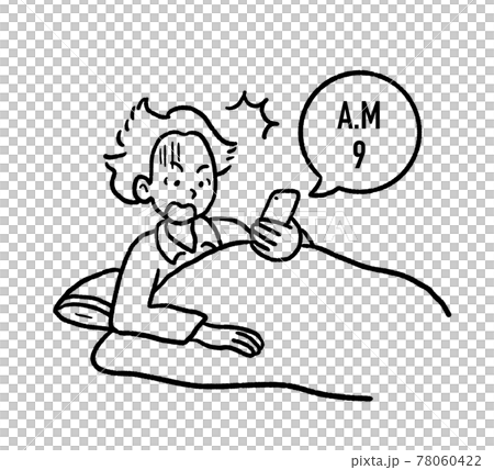 一個睡過頭的人的插圖 線描 78060422
