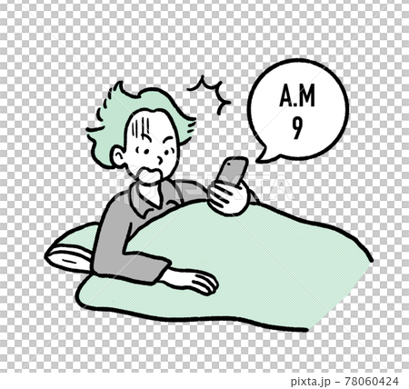 一個睡過頭的人的插圖 78060424