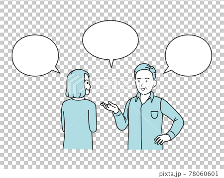 中老年情侶聊天交流男女中年插畫素材 78060601