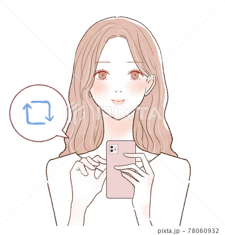 スマホでリツイートをする女性 スマホでリツイートをする女性 78060932