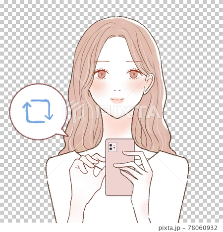 スマホでリツイートをする女性 スマホでリツイートをする女性 78060932