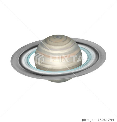 水彩風 リアル調の土星 線画なしのイラスト素材
