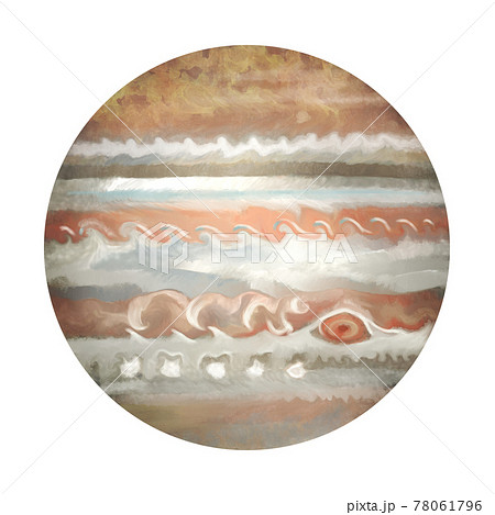 水彩風 リアル調の木星 線画なしのイラスト素材