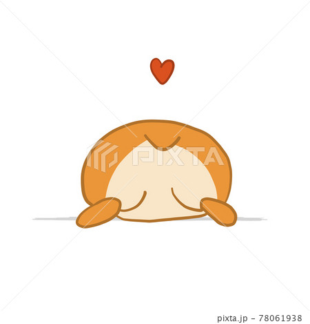 Corgi dog, back view. Funny Puppy. Sketch for your design 78061938