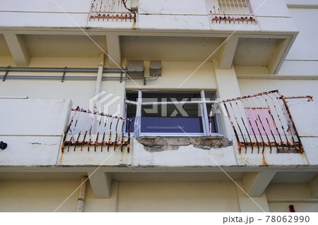 津波により被災した建物外観、宮城県仙台市震災遺構（仙台市立荒浜小学校） 78062990