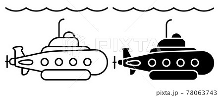 scientific bathyscaphe, submarine icon. Underwater research. Simple black and white vector scientific bathyscaphe, submarine icon. Underwater research. Simple black and white vector 78063743