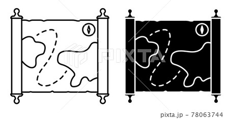 old map icon. Papyrus paper rolled up. Medieval letters and pirate treasure maps. Simple black and white vector old map icon. Papyrus paper rolled up. Medieval letters and pirate treasure maps. Simple black and white vector 78063744