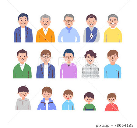 いろいろな世代の男性　上半身　 78064135