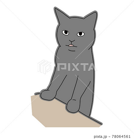 猫のイラスト 机の上に手を置く黒猫のイラスト素材