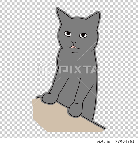 猫のイラスト 机の上に手を置く黒猫のイラスト素材