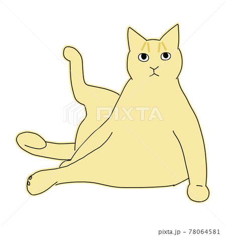 猫の全身イラスト ヨガポーズの茶トラ猫のイラスト素材