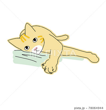 猫の全身イラスト 寝転がる茶トラ猫のイラスト素材